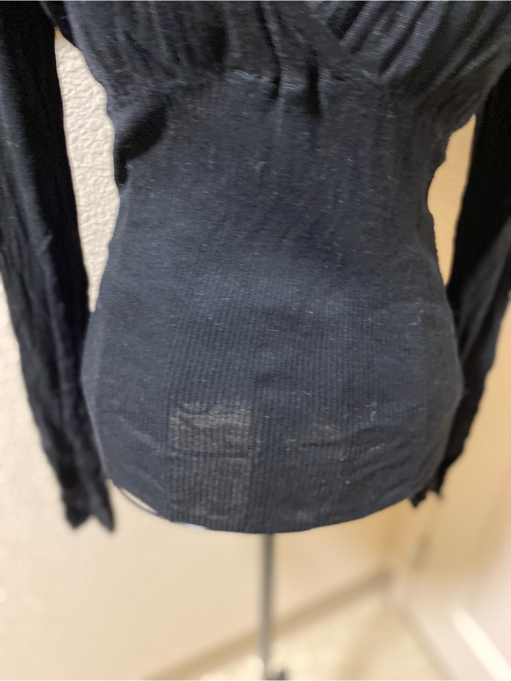 The Limited Black Ribbed V-Neck Long Sleeve Top - Picture 3 of 6